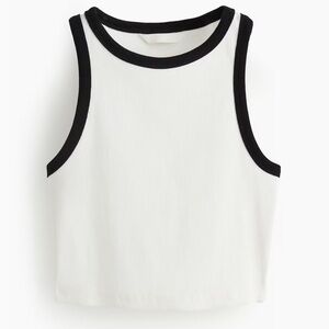 🆕 H&M Black and White Ribbed Sleeveless Cropped Tank Top